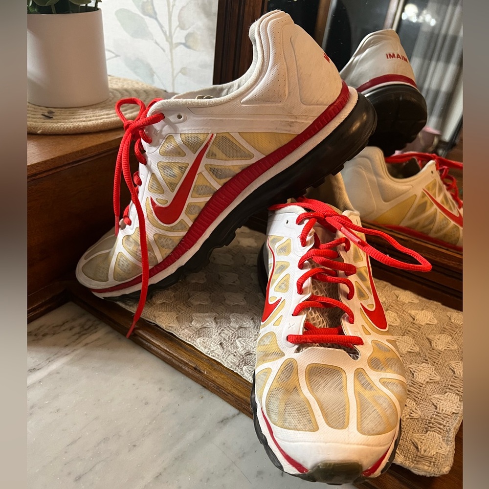 NIKE NikeiD Air Max+‎ 2009 Custom Sneakers Miami Red White Tan Women's Size 10